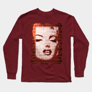 Marilyn Monroe Street Art on Brick Wall Long Sleeve T-Shirt